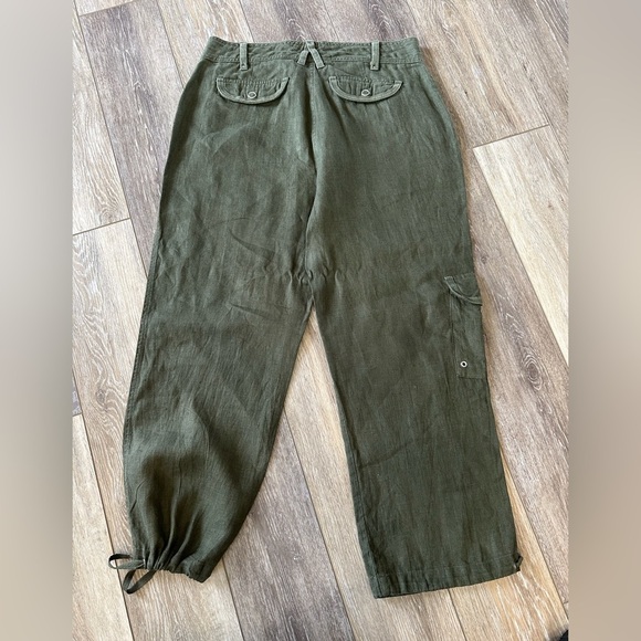 🛍️ NWOT 100% Linen Green pants ( Jogger style or cargo) - Picture 3 of 8